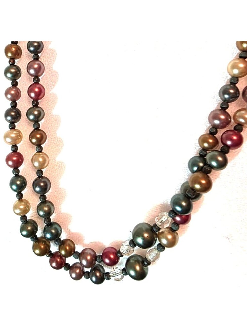Faux Pearl Necklace MultiColor Gold-Tone Clasp classic elegant womens jewelry